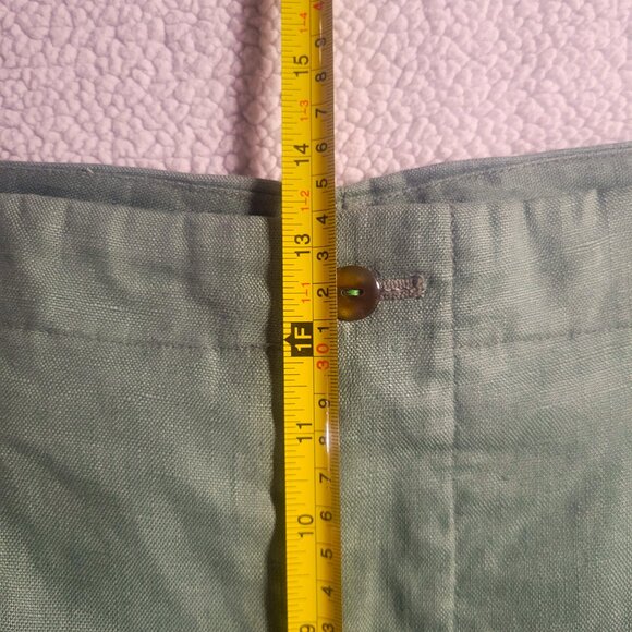 INDEX Linen Women's Wide Leg High-Waisted Pleated Sage Ankle Pant - Size 33/27 - Picture 14 of 15